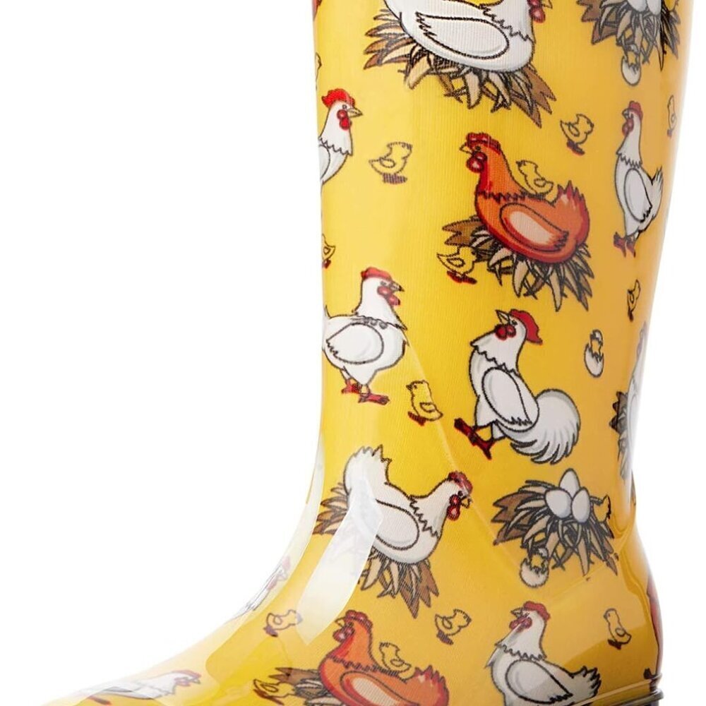 Women's Waterproof Mid Calf Rain Boots PVC Garden Shoes Slip-Resistant